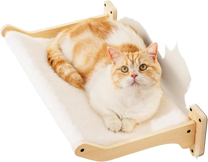 MEWOOFUN Cat Hammock, Cat Wall Shelves with Removable Soft Cover, 20.5 X 12.5 Inch Large Wooden C... | Amazon (US)