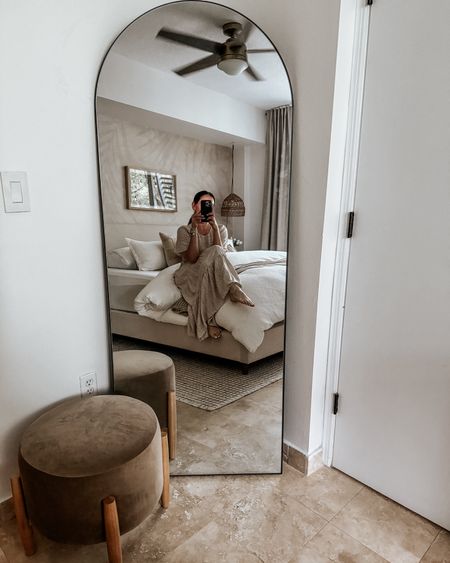 neutral bedroom views 

full length mirror, ottoman, ceiling fan, neutral rug, bedroom rug, white bedding, sheets, down comforter, organic modern art, flowy dress, spring dress, summer dress 

#LTKhome