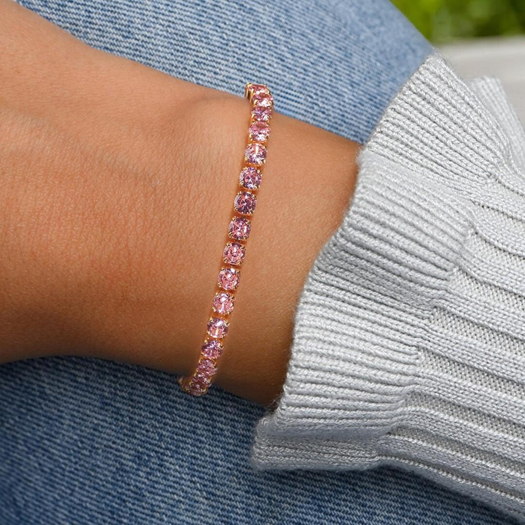Tennis Bracelet, Gold Tennis Bracelet, Clear Cubic Zirconia Tennis Bracelet, Dainty Bracelet, Gif... | Etsy (US)
