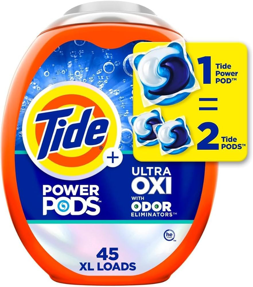 Tide Ultra OXI Power PODS with Odor Eliminators Laundry Detergent Pacs, Original Scent, 45 Count,... | Amazon (US)