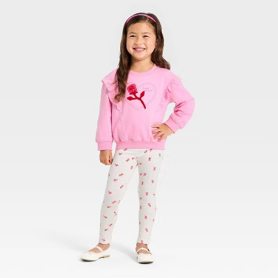 Toddler Girls' Valentine's Leggings Set - Cat & Jack™ Rose Pink 3T | Target