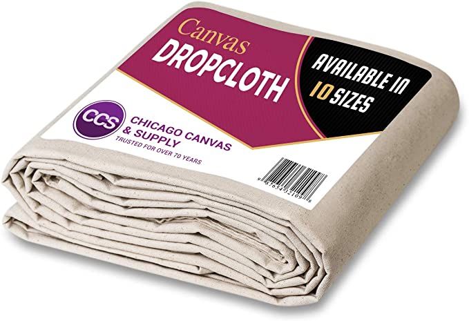 All Purpose Canvas Drop Cloth by CCS CHICAGO CANVAS & SUPPLY- Cotton Canvas Cover for Floor & Fur... | Amazon (US)