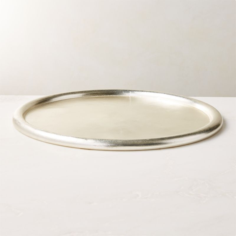Sidney Pitted Platinum Silver Tray | CB2 | CB2