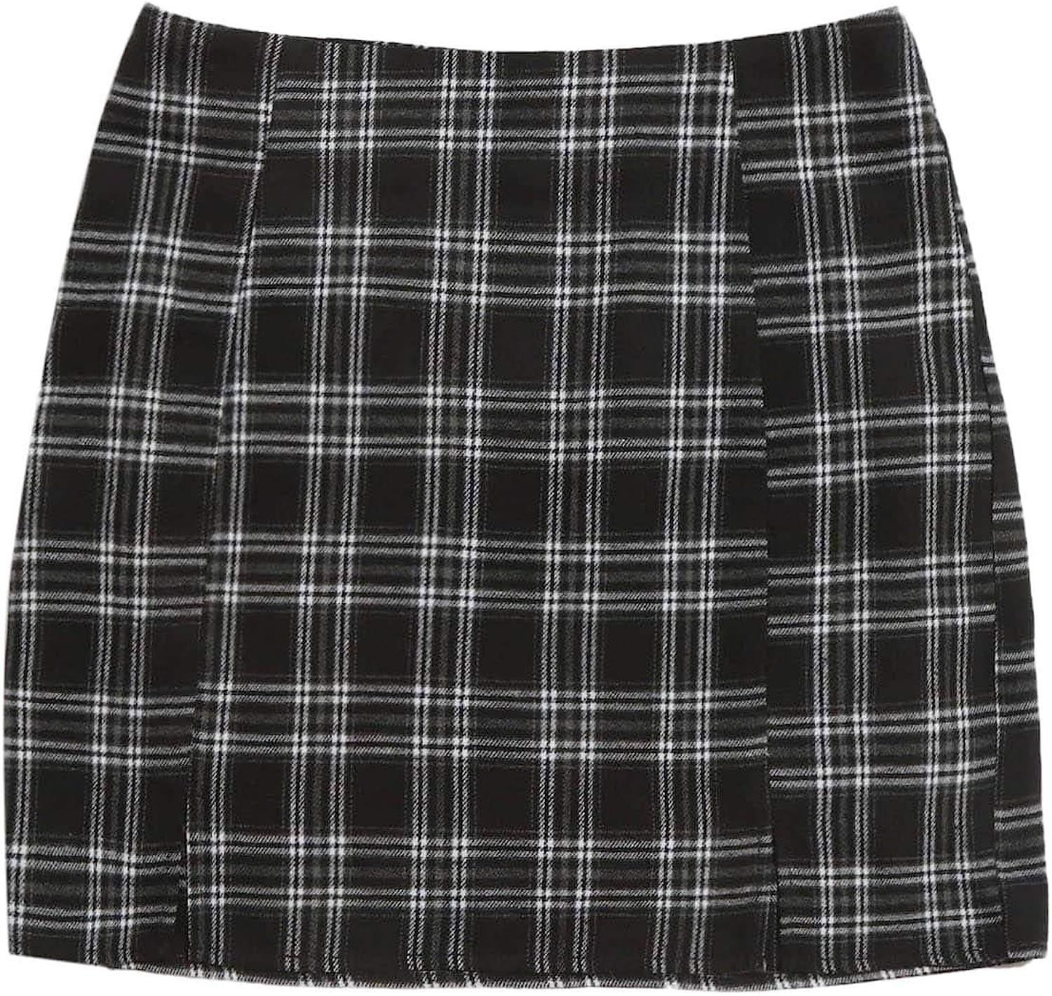 WDIRARA Women's Basic High Waist Bodycon Mini Plaid Uniform Skirt | Amazon (US)