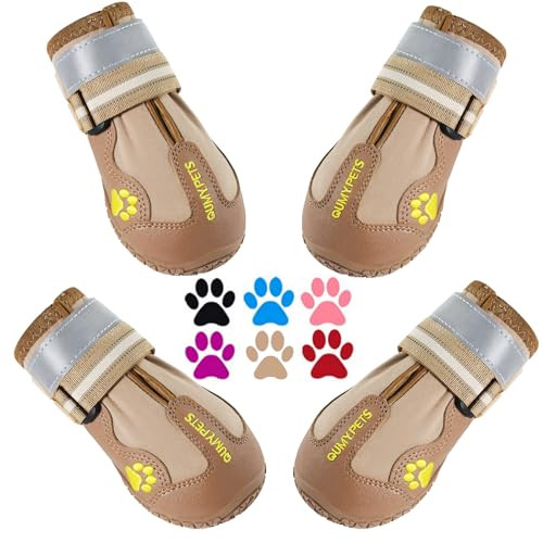 QUMY Dog Shoes for Large Dogs, Medium Dog Boots & Paw Protectors for Winter Snowy Day, Summer Hot Pavement, Water-Resistant in Rainy Weather, Outdoor Walking, Indoor Hardfloors Skid-Resistant Sole | Amazon (US)