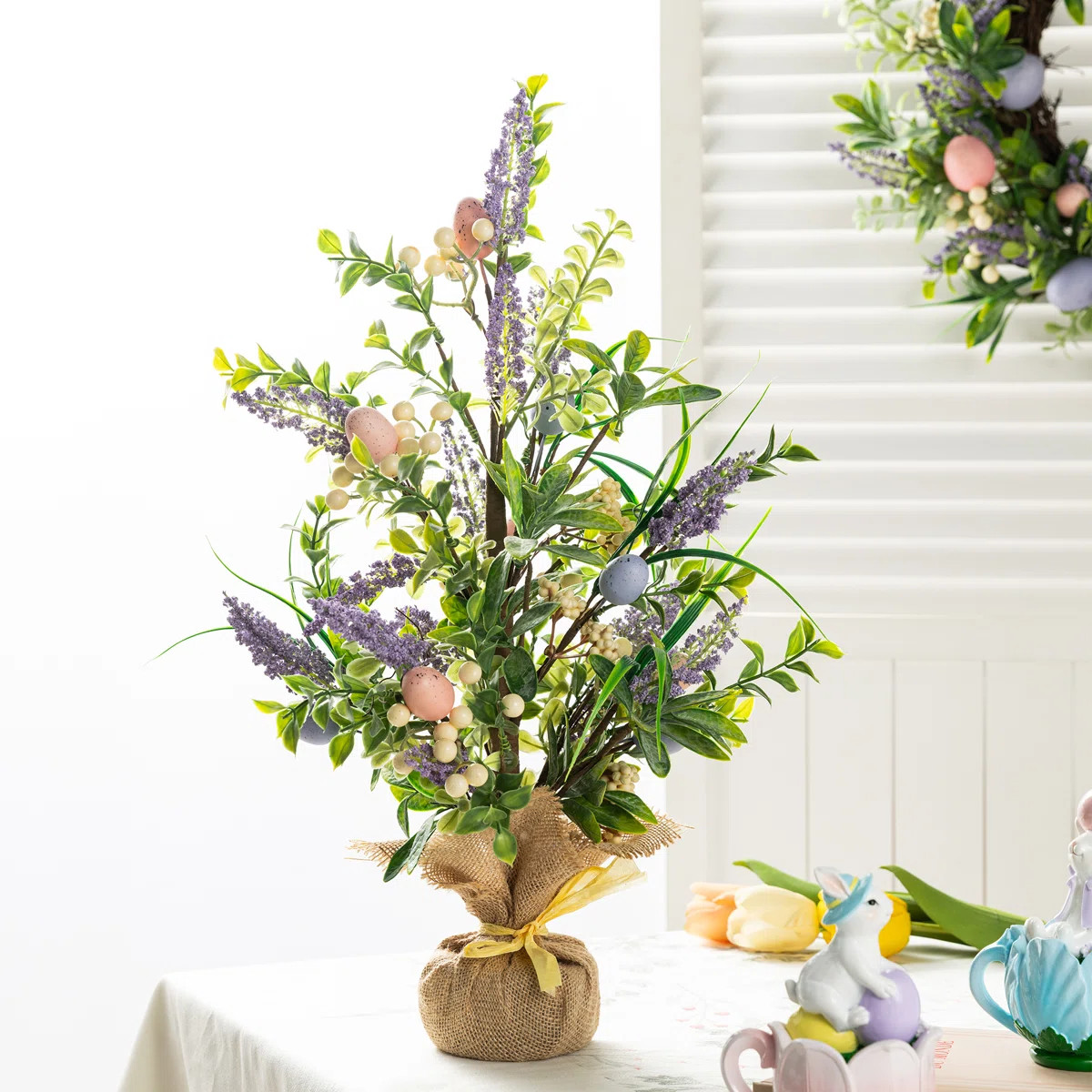 21"H Easter Egg & Lavender Table Tree Décor | Wayfair North America