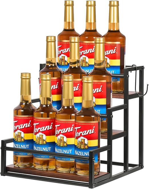 EAOAK Coffee Syrup Rack Organizer Syrup Bottle Holder Stand for Coffee Bar 3-Tier 12 Bottles Stor... | Amazon (US)
