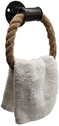 Nautical Towel Ring,Industrial Pipe Rope Towel Ring Wall Mounted Rustic Hand Towel Holder Bathroom D | Amazon (US)