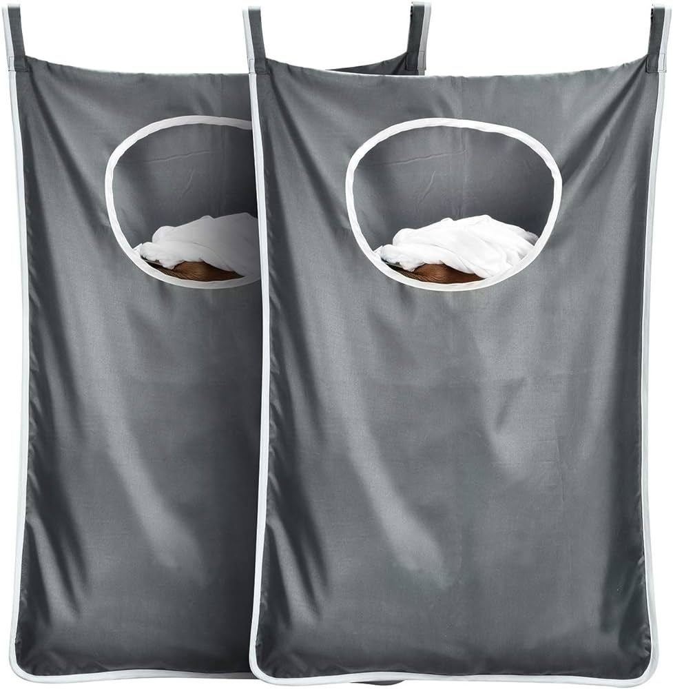 Durable hanging laundry hamper bag Behind door Space Saving with Stainless Steel Hooks Zip, For B... | Amazon (US)
