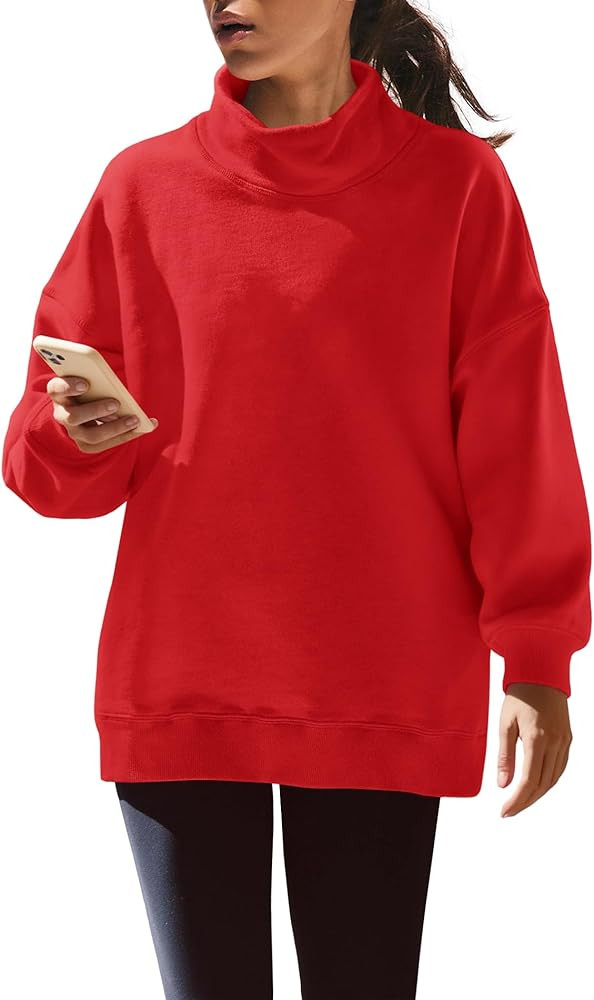 Yanekop Womens Mock Turtleneck Sweatshirt Oversized Turtle Necks Tops Casual Long Sleeve Pullover... | Amazon (US)