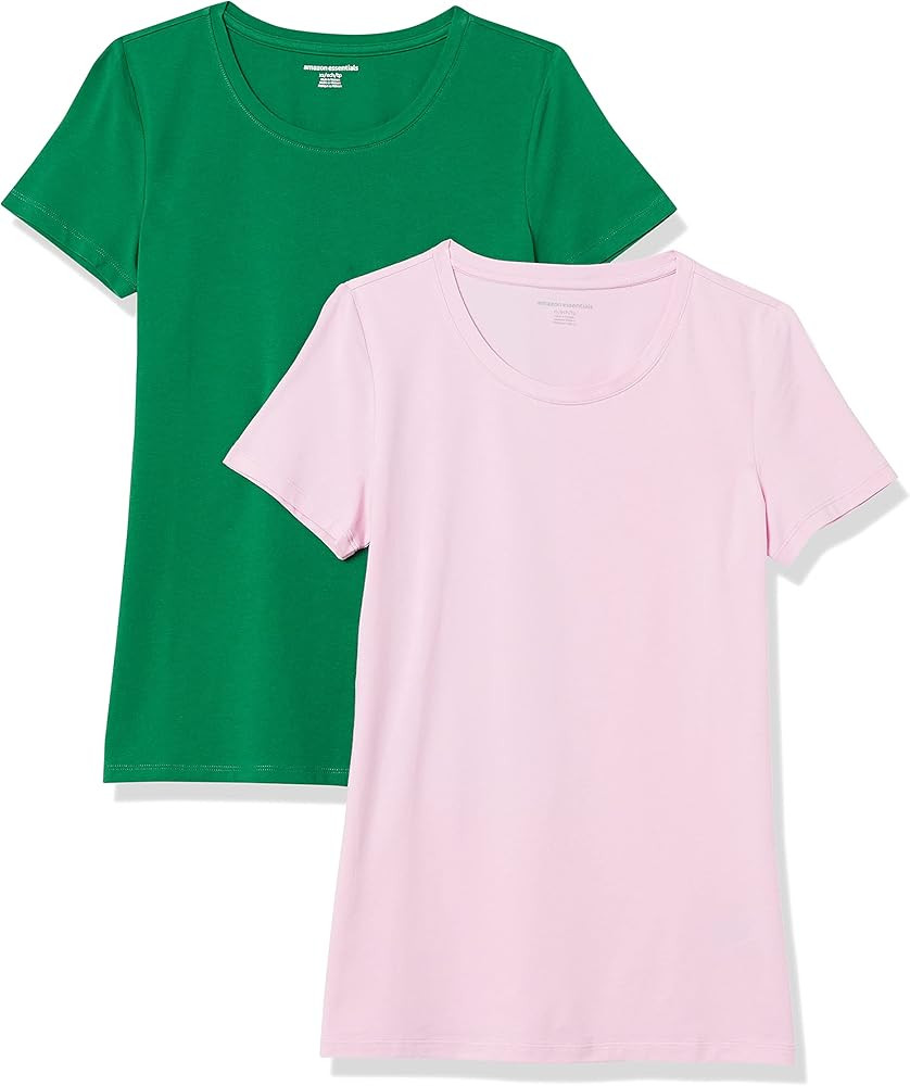Amazon Essentials Women's Regular-Fit Short-Sleeve T-Shirt (Crewneck and V-Neck Options), Multipa... | Amazon (US)