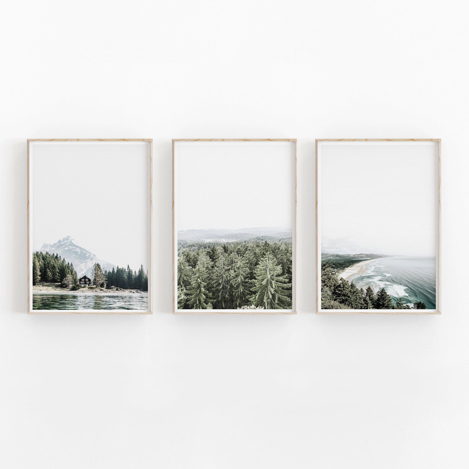 Nature Print Set of 3, Pine Trees Print, Printable Art, INSTANT DOWNLOAD, Modern Minimalist Poste... | Etsy (US)