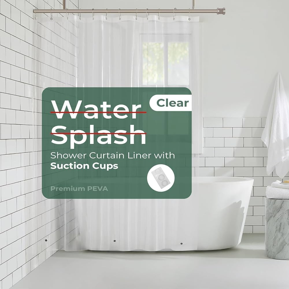 HARBOREST Clear Shower Curtain Liner with Side Suction Cups, Premium PEVA Plastic Shower Liner wi... | Amazon (US)