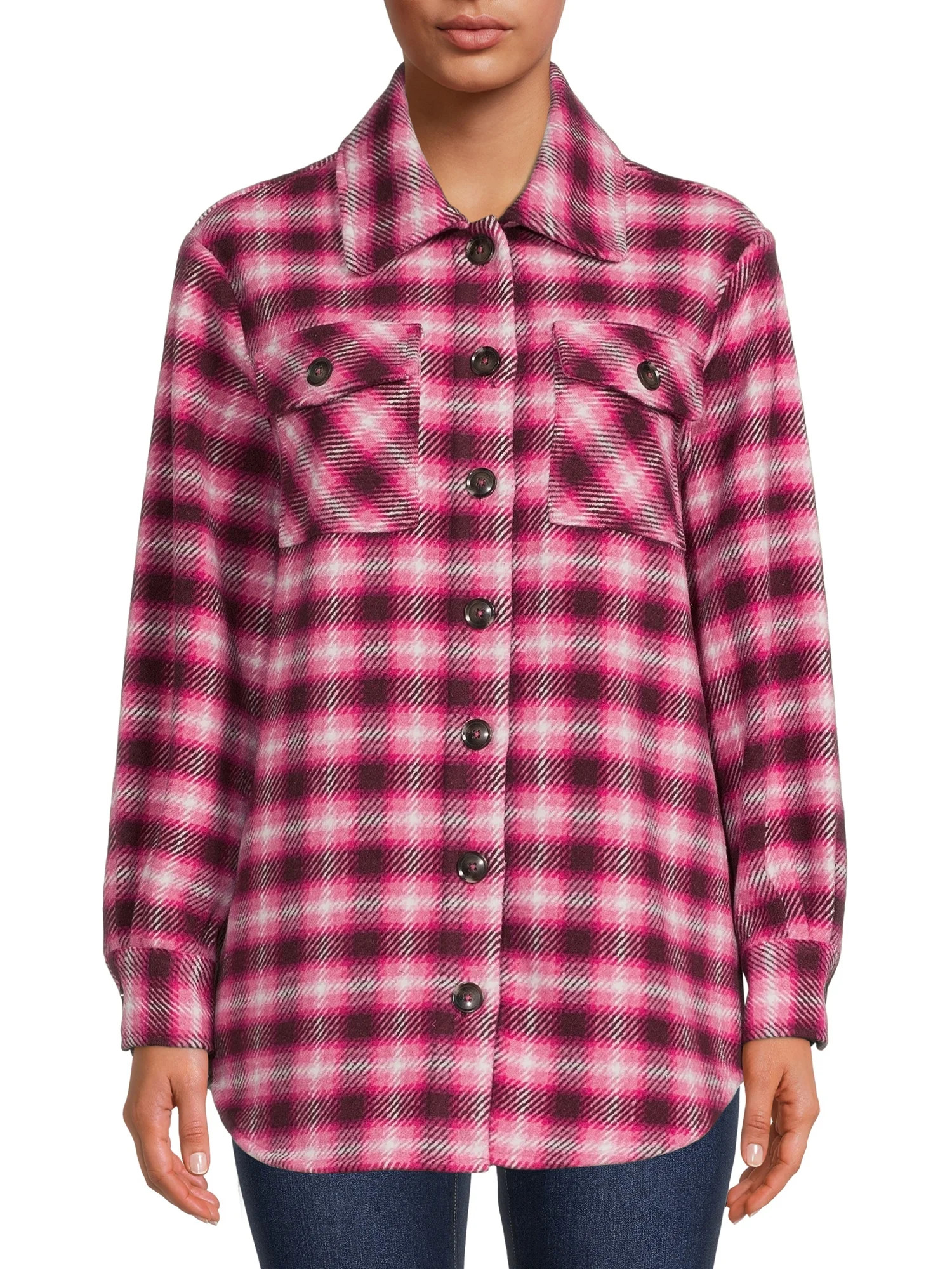 Time and Tru Women's Plaid Shacket - Walmart.com | Walmart (US)