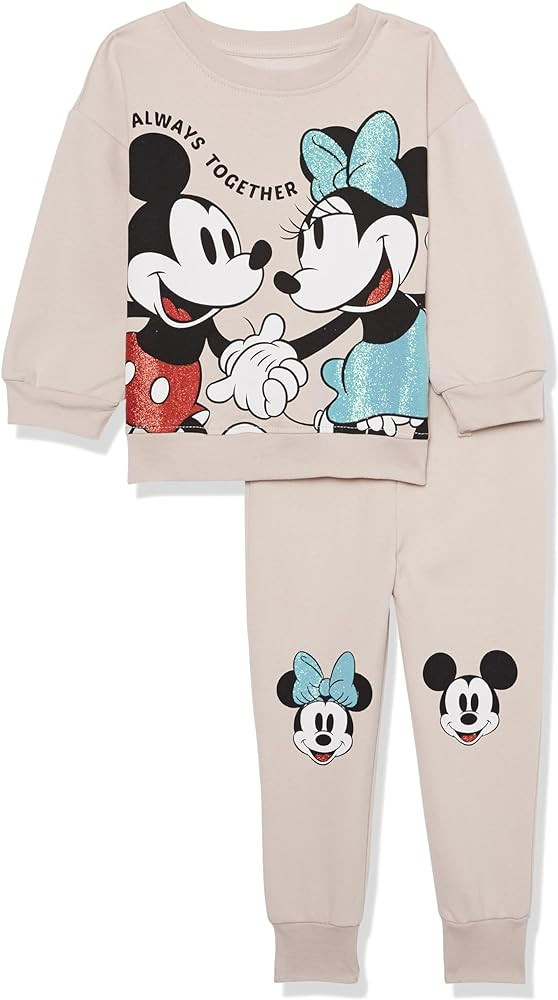 Disney Girls Mickey & Minnie Mouse Fleece Sweatshirt & Jogger Set - Girls 2t-6x | Amazon (US)