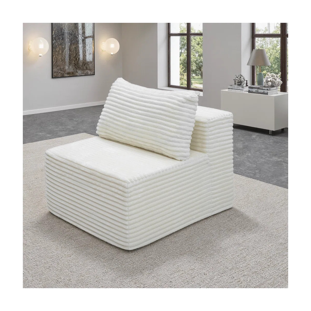 Koli Single Middle Sofa, Compression Sectional Sofa Compenont, White Corduroy | Wayfair North America