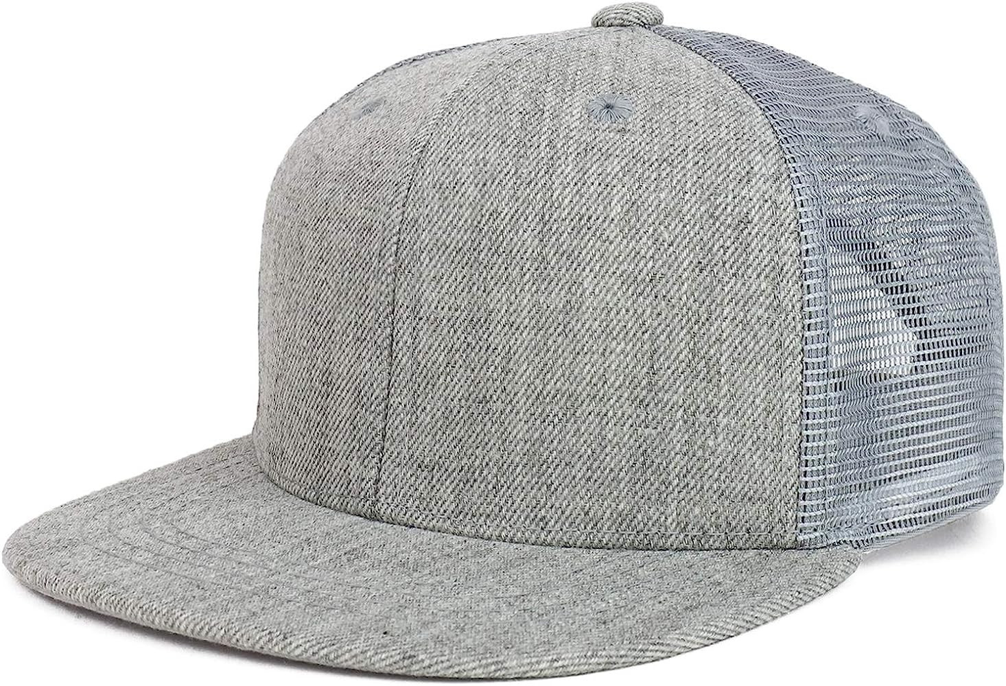 Youth Stylish Flat Bill Structured Mesh Back Snapback Trucker Cap | Amazon (US)