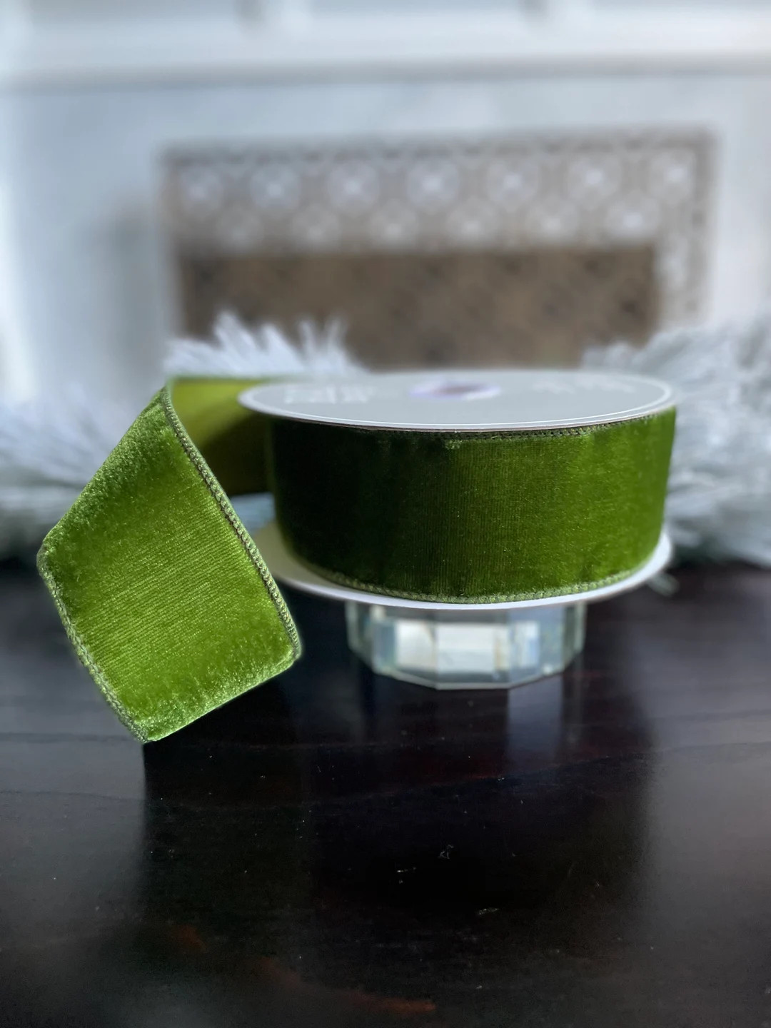 2.5 X 10 Yds. Designer Green Velvet Wired Ribbon. Raz. - Etsy | Etsy (US)