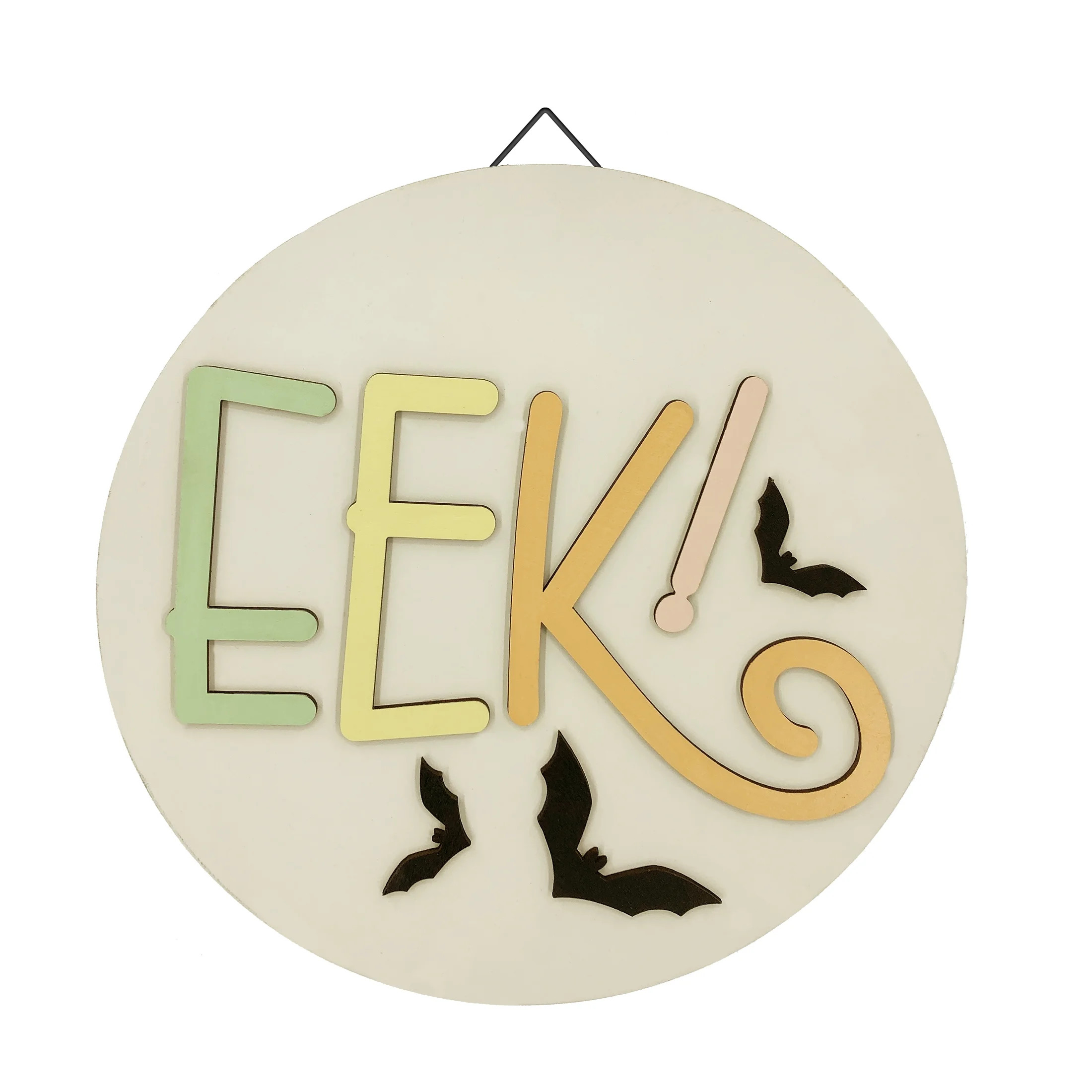 Way to Celebrate Halloween White MDF "EEK" Round Wall Sign Decoration, 10"dia - Walmart.com | Walmart (US)