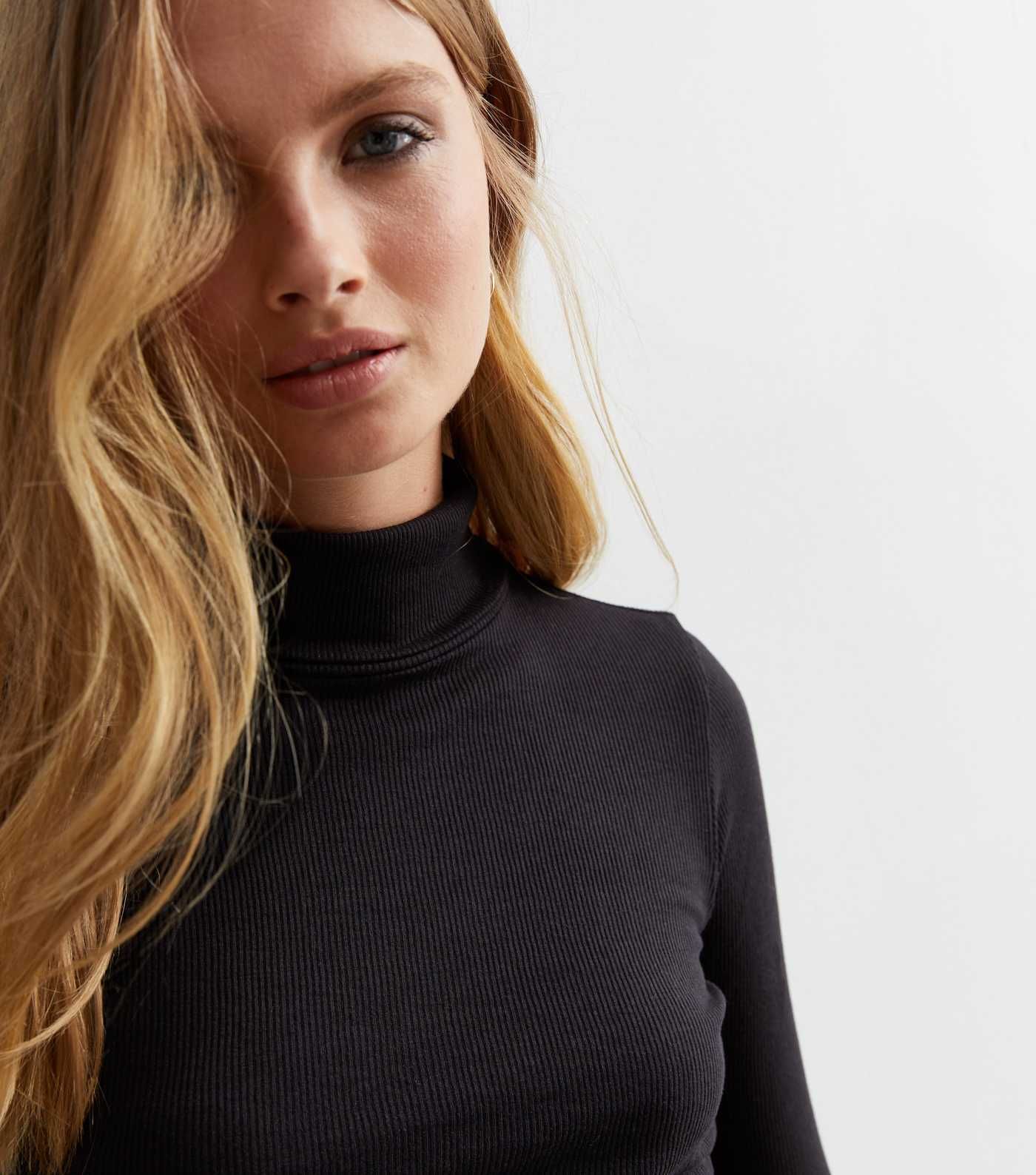 Black Ribbed Roll Neck Top | New Look | New Look (UK)