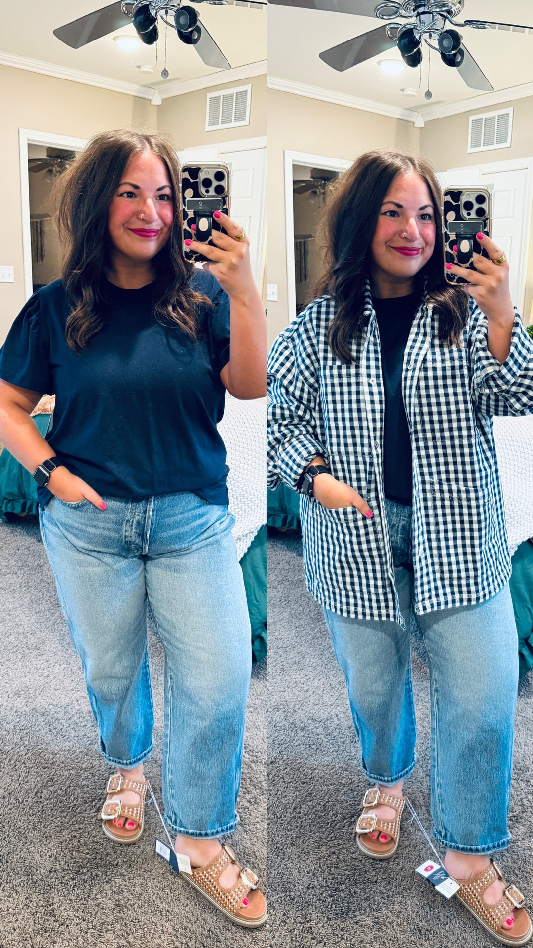 Gingham just makes everything feel like spring 🤍✨ This jacket from Target is the perfect lightweight layer to throw on over a tee or dress. Cute, classic, and such an easy way to add a little pattern to your look.

sandals: fit true to size // wearing a 5
jeans: fit true to size // wearing a 14
ruffle sleeve tee: fits true to size // wearing an XL (SO SOFT)
chore jacket: fits oversized // wearing a large (fits like an XL) 

 

#LTKootd #LTKMidsize #LTKWorkwear