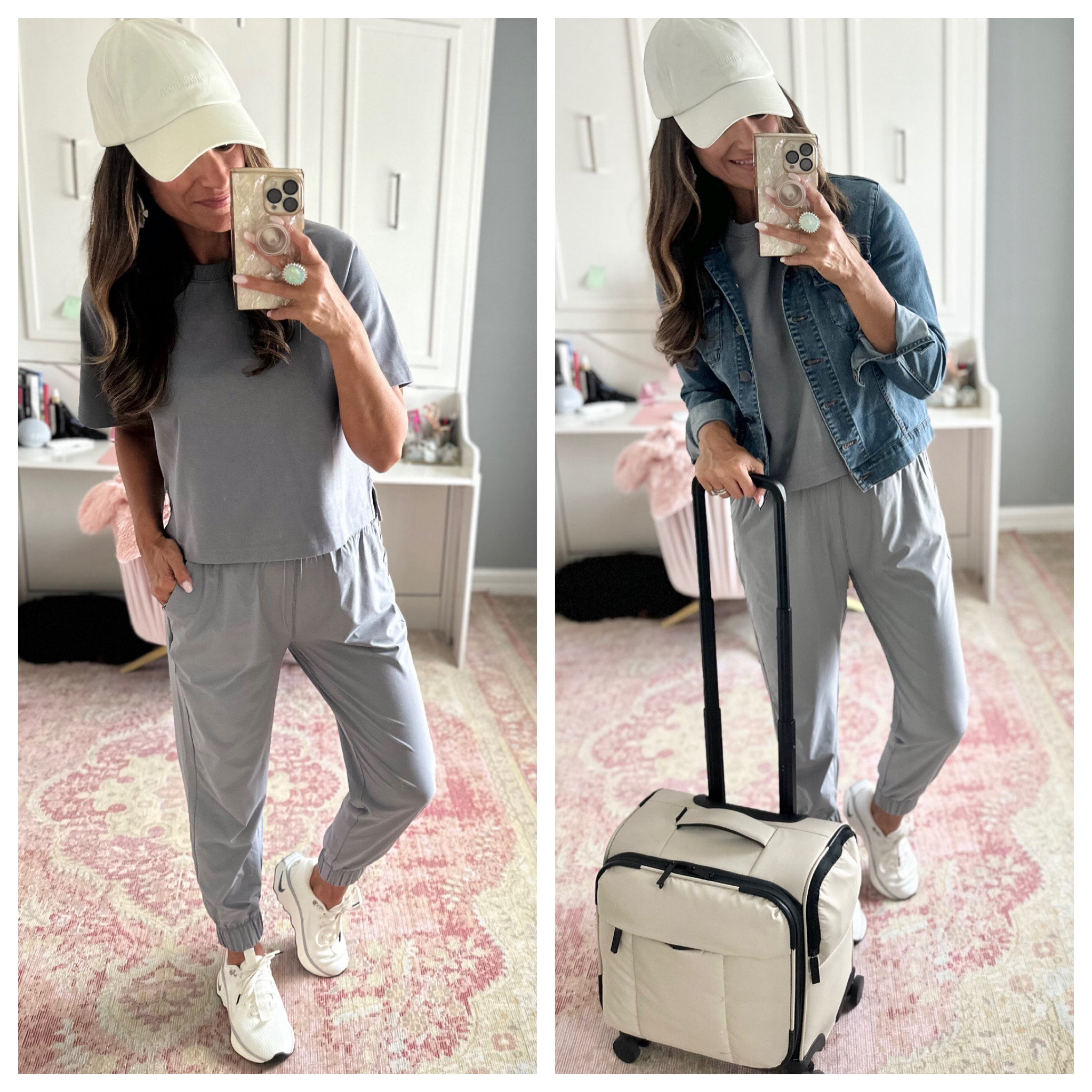 Comfortable look for travel - I sized up one size to M in the jacket. Everything else is true to size. Wearing a small in the top and joggers.

#LTKTravel #LTKStyleTip #LTKOver40