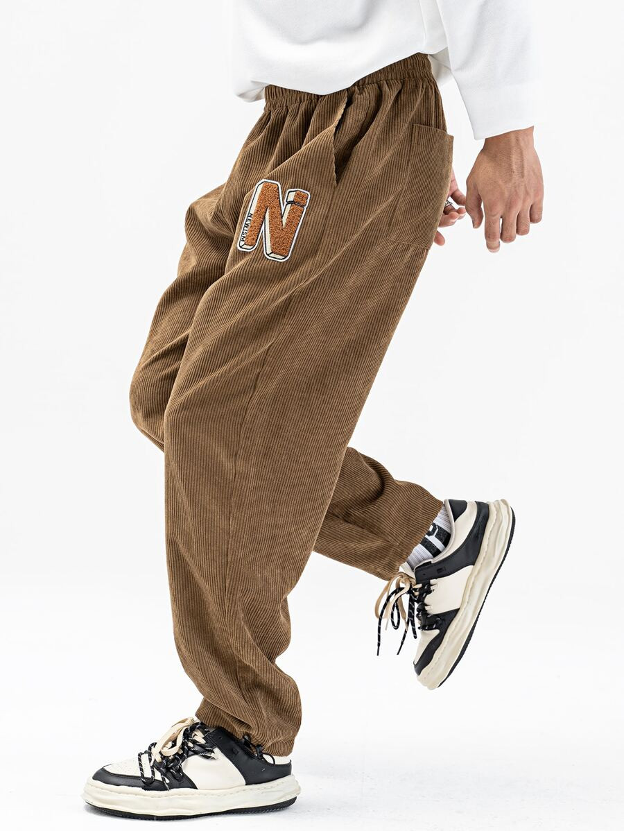 Men Letter Patched Corduroy Straight Leg Pants
   SKU: sm2205162589935235      
          (93 Rev... | SHEIN