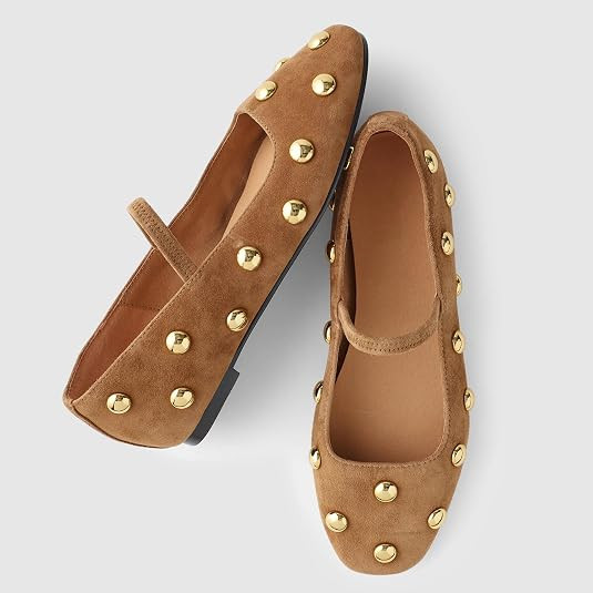 Mary Jane Ballet Flats for Women Square Toe Elastic Strap Slip on Ballerina Flats Dressy Casual D... | Amazon (US)