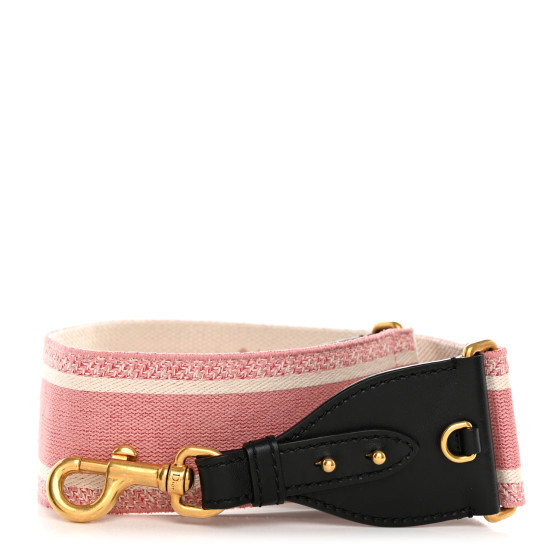 Canvas Embroidered Shoulder Strap Pink Beige | FASHIONPHILE (US)