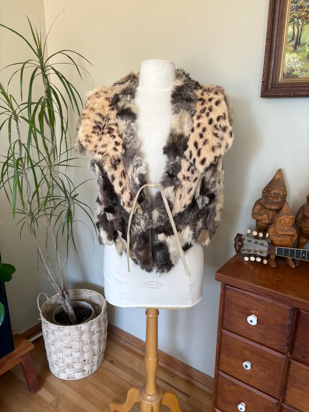 Saks Fifth Avenue Rabbit Fur Patchwork Vest – Leopard Lynx Print, Size Large | Etsy (US)