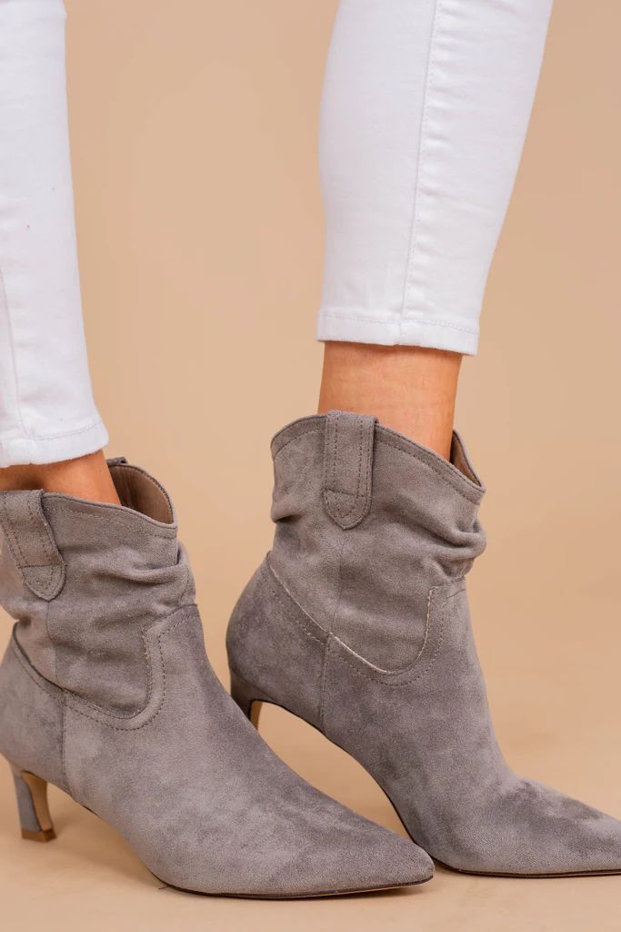 Live To Wow Gray Heeled Booties | The Mint Julep Boutique