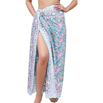 100% Cotton Swimsuit Beach Sarong Cover Ups for Women Swimwear Pareo Indian Hand Block Print Beac... | Amazon (US)