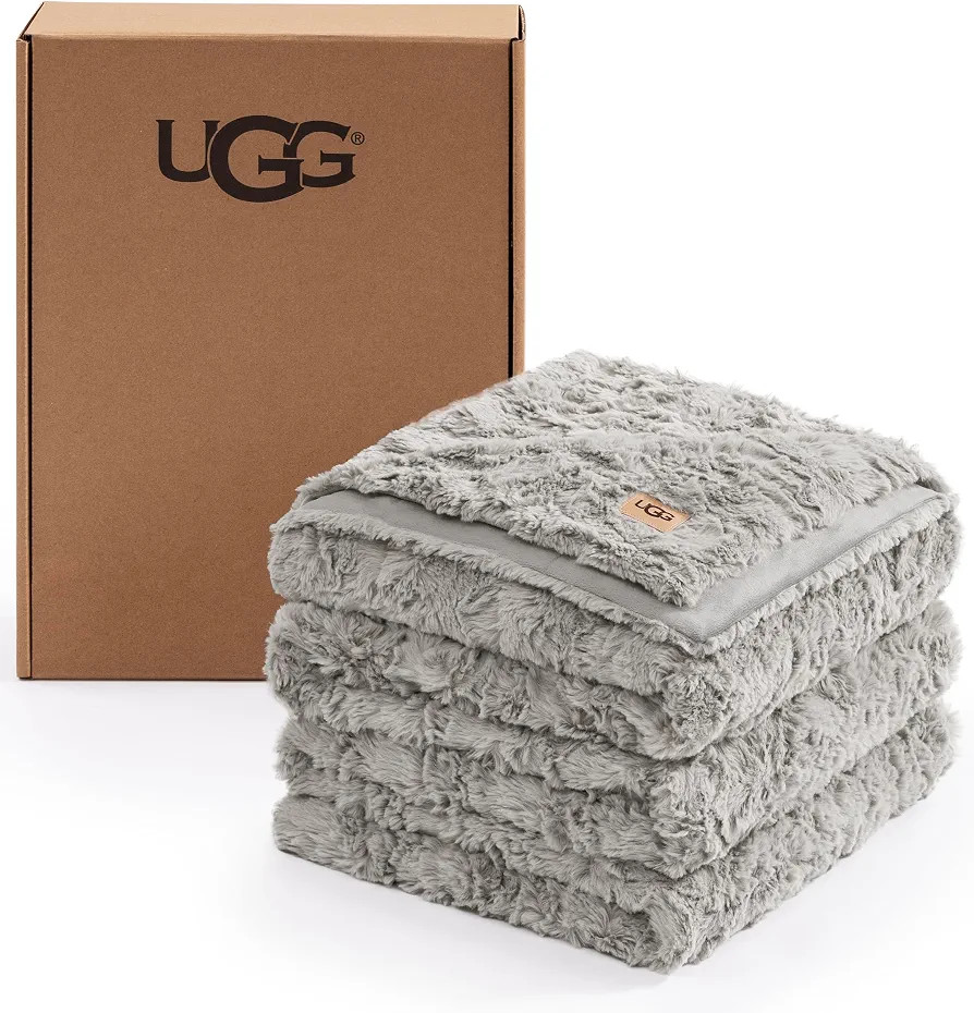 UGG Adalee King Blanket, Faux Fur Bed Blanket, 110" x 90", Seal Grey | Amazon (US)