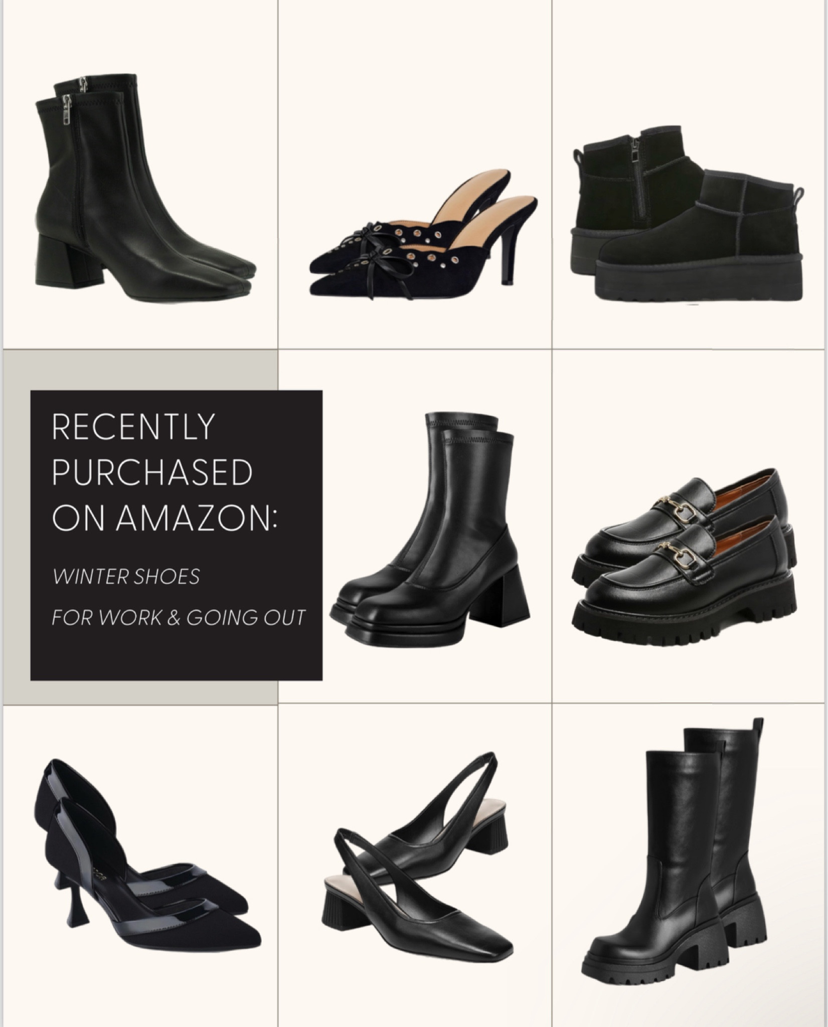 AMAZON PRIME DAY: ALL ON SALE! 
🔗 8 pairs of shoes to get you through the winter without spending $$$ 🖤
➡️🔗 ⬇️🔗 order left to right, top to bottom
Note‼️🔗 no. 1 & no. 4: square toe with and w/o platform, ankle height 
Note ‼️🔗 no. 3: UGG mini platform dupe 
Note ‼️🔗 no. 7: Sam Edelman dupe
Note ‼️🔗 no. 8: mid-calf, fitted not tight ~ only $19.99 and so comfy! 


#LTKWorkwear #LTKxPrimeDay #LTKStyleTip