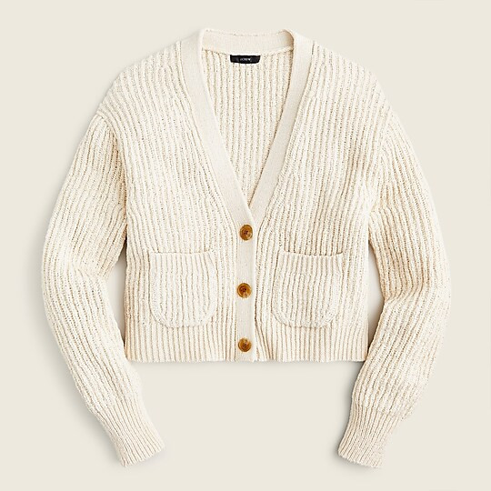 Cropped patch-pocket beach cardigan sweater | J. Crew US