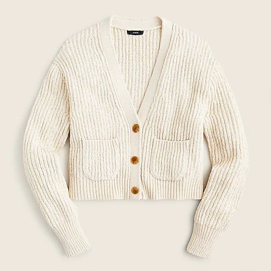 Cropped patch-pocket beach cardigan sweater | J.Crew US