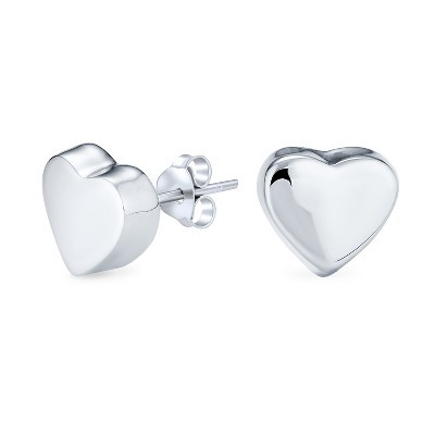 Bling Jewelry Romantic Love Simple Puff Heart Shaped Stud Earrings .925 Sterling Silver | Target