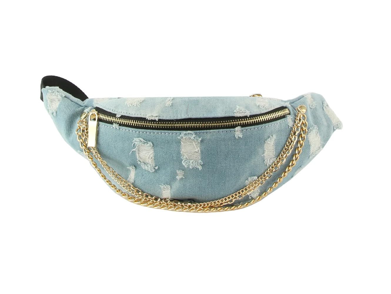 Le Miel Fanny Packs Denim Delight Jean Waist Pack Stylish Chic Belt Bag with Chain Accent for Wom... | Amazon (US)