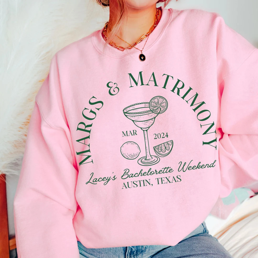 Custom Location Bachelorette Shirts, Margaritas and Matrimony Bridal Party Tshirts, Mexico Bachel... | Etsy (US)