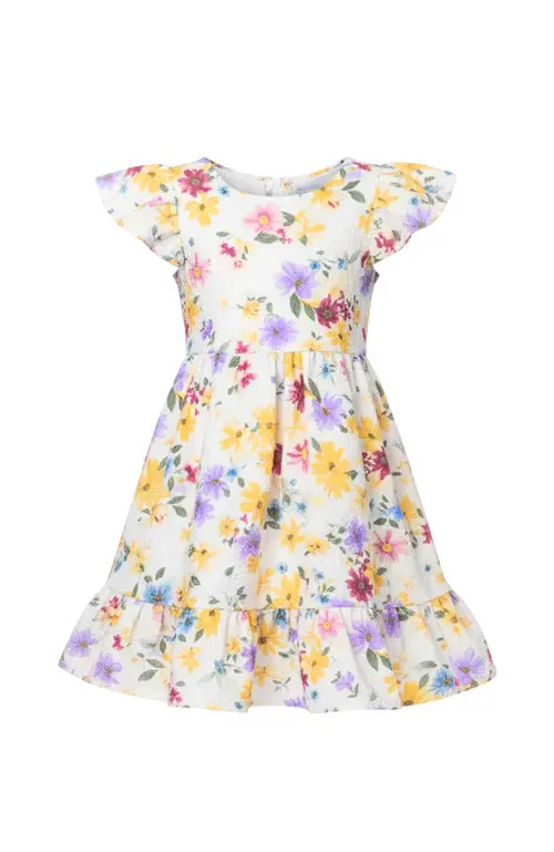 Mia Belle Girls Sunlit Garden Floral Easter Bow Dress in Yellow at Nordstrom, Size 4T | Nordstrom