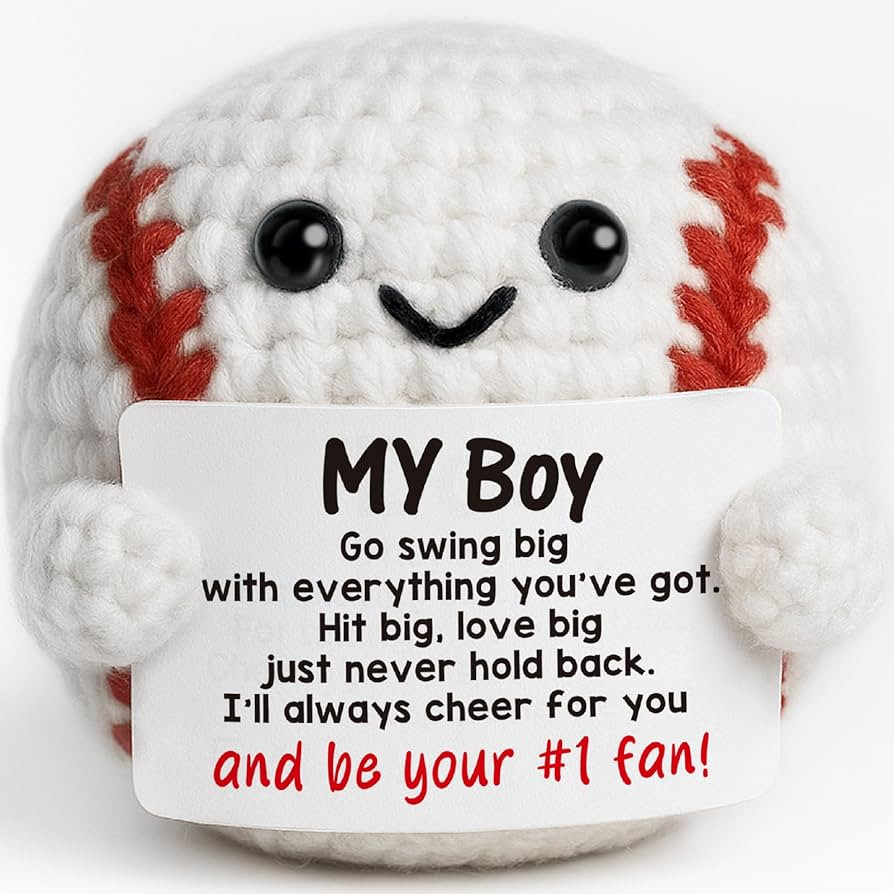 Valentines Crochet Baseball Gift for Boys Handmade Inspirational Plush for Son Grandson Nephew Bi... | Amazon (US)