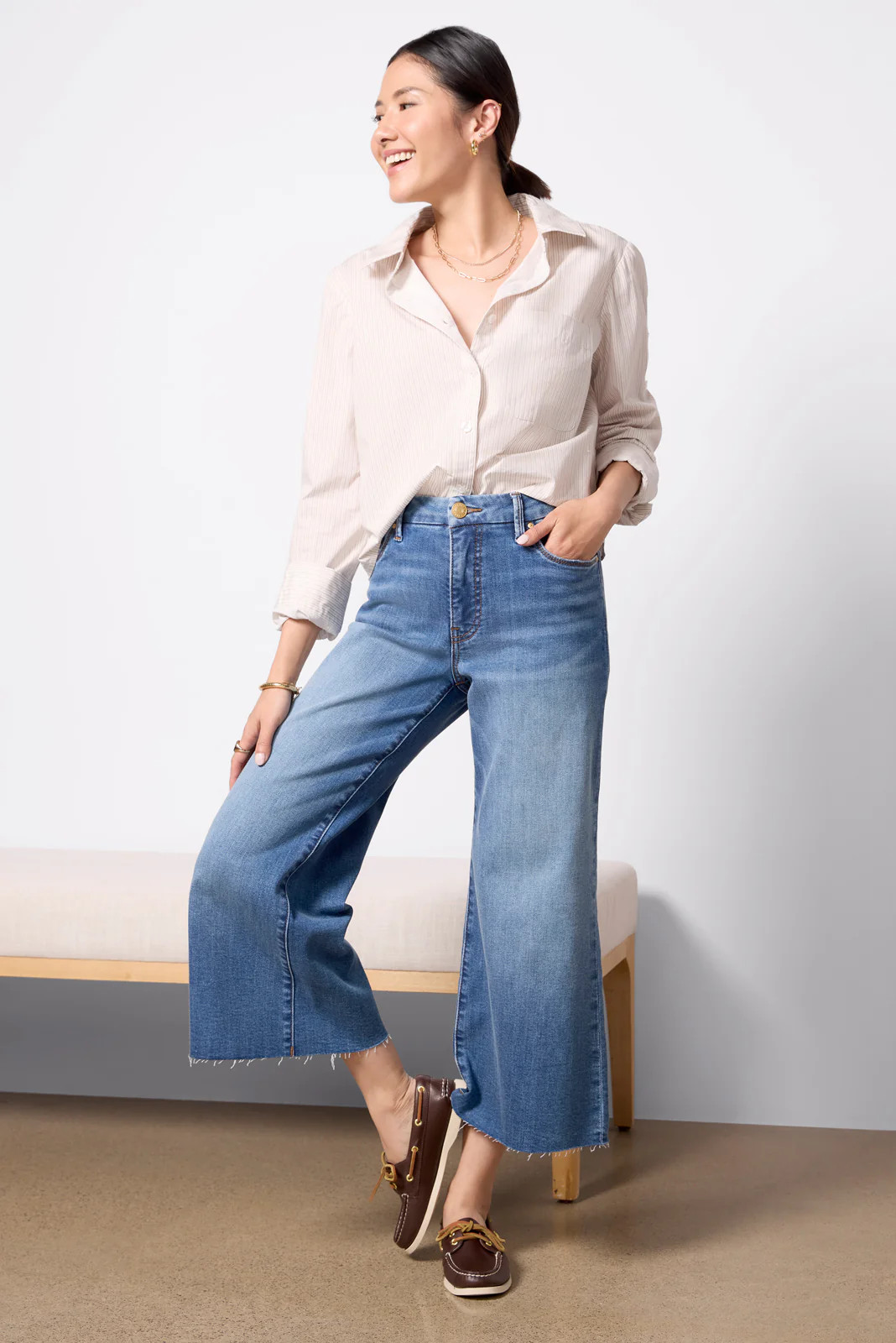 Petite Meg Wide Leg Raw Hem | Evereve