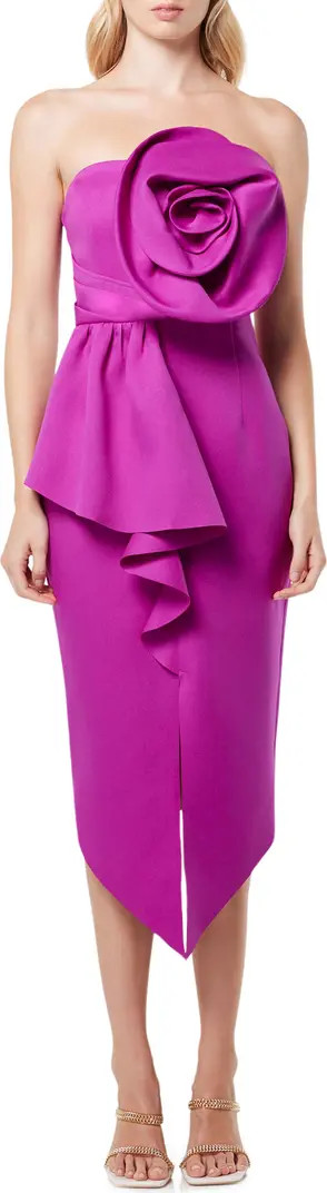 Bowie Rosette Strapless Midi Dress | Nordstrom