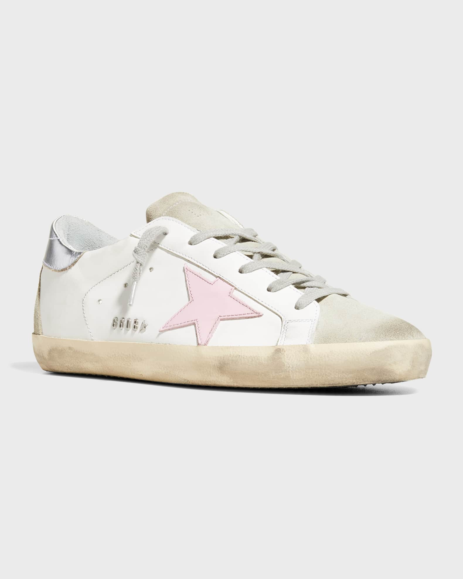 Golden Goose Superstar Mixed Leather Low-Top Sneakers | Neiman Marcus