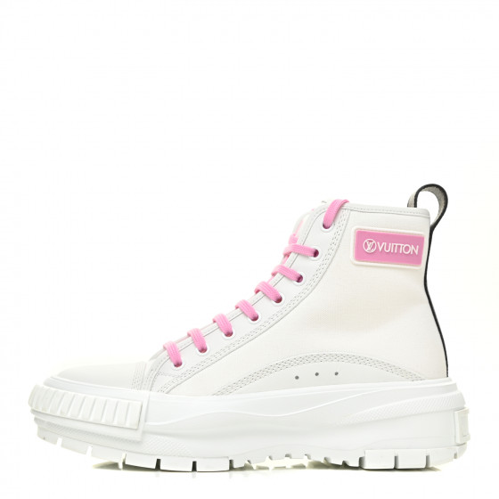 LOUIS VUITTON Squad Sneaker Boot 38 White Pink | Fashionphile