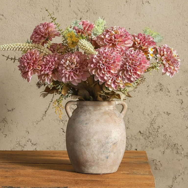 Ceramic Flower Vase 7.6 inch Farmhouse Rustic Vase Decorative Pottery Terracotta Vases for Home D... | Walmart (US)