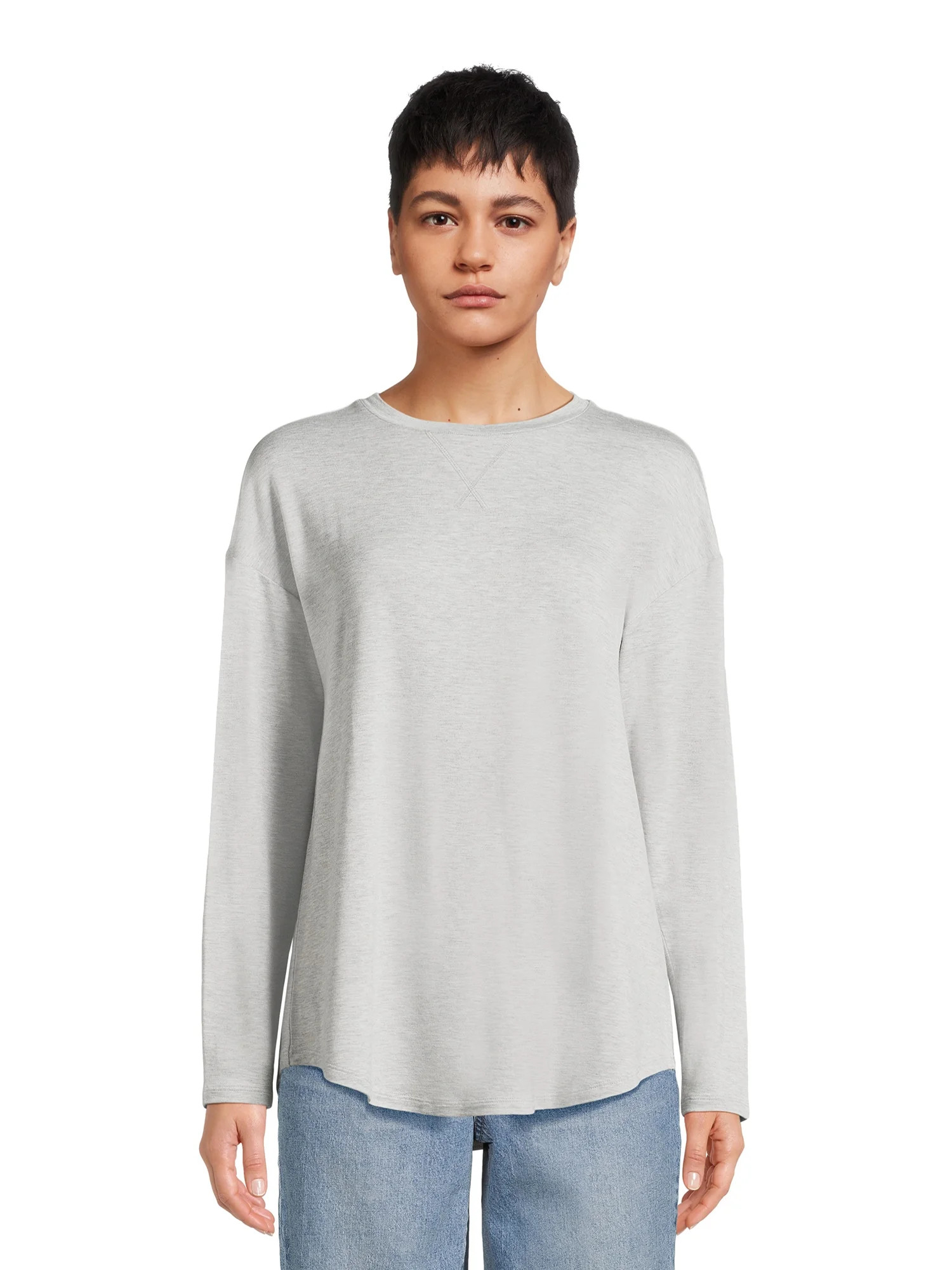 Time and Tru Women's Relaxed Fit Super Soft Knit Tunic Top, Sizes XS-XXXL | Walmart (US)