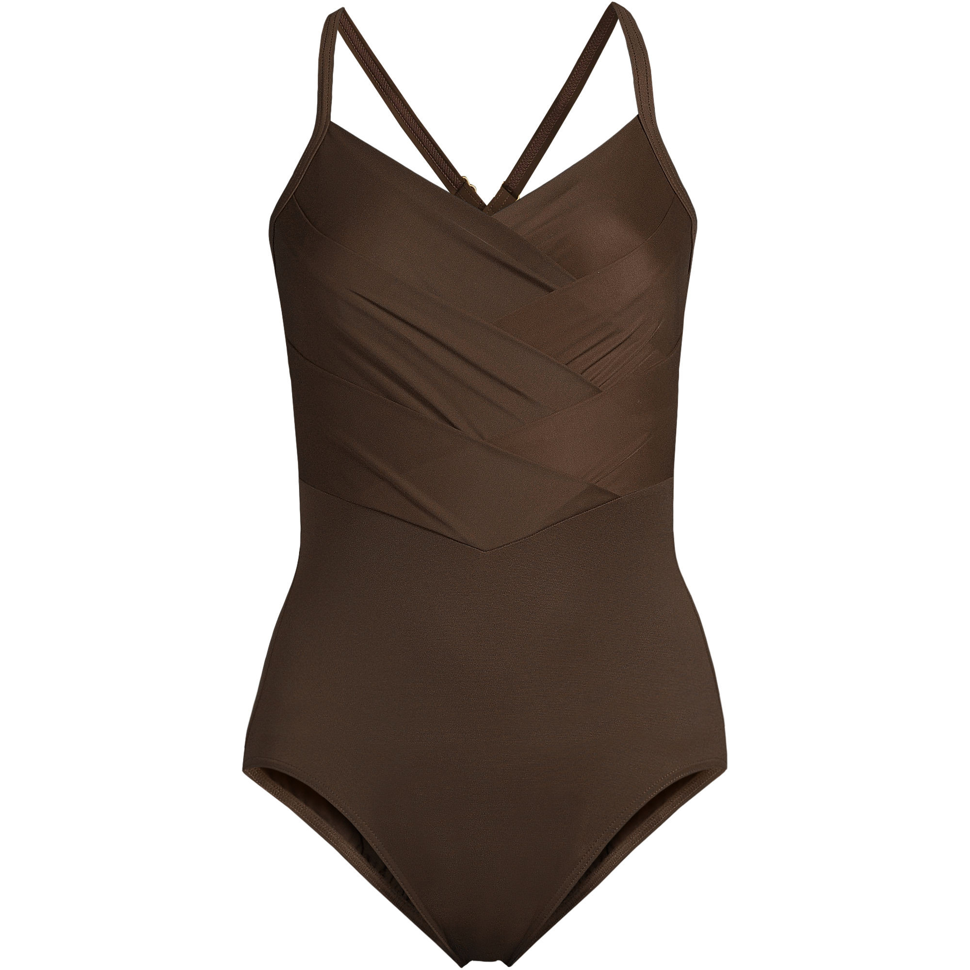 Women's Slender Suit Pleated X-back One Piece Swimsuit | Lands' End (US)