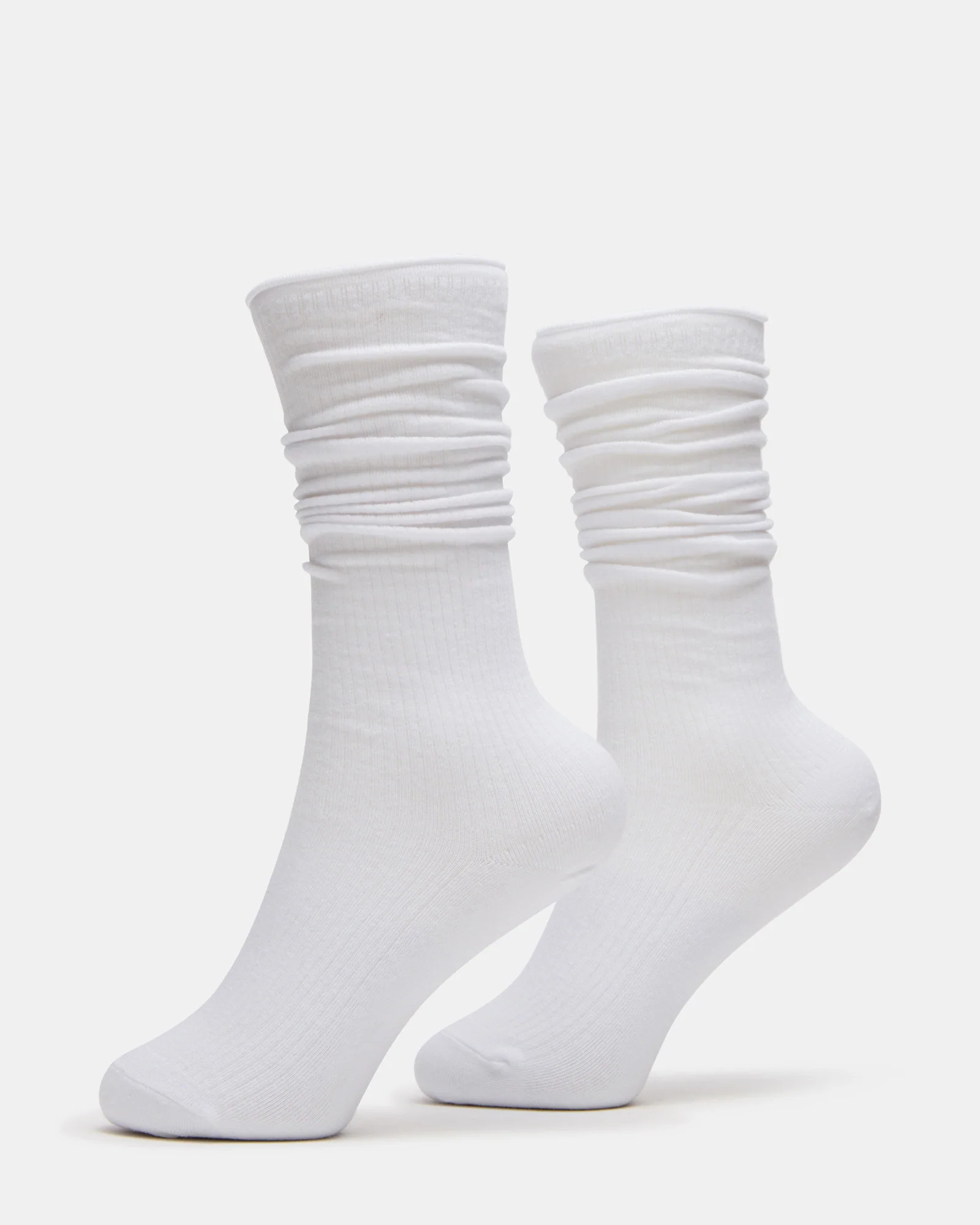 2 PACK RIB SLOUCH SOCKS WHITE | Steve Madden (US)