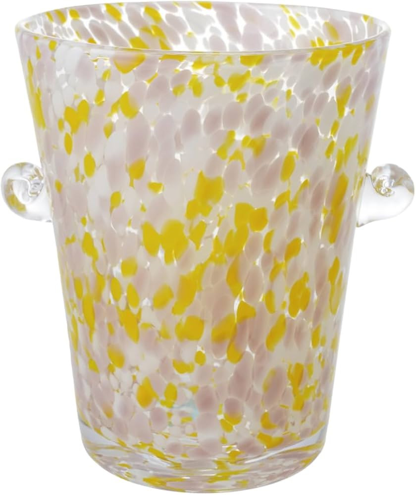 Creative Co-Op 2 Quart Hand-Blown Confetti Glass Ice Bucket with Handles, Yellow, Pink and White | Amazon (US)